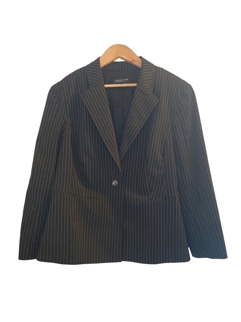 Jones New York WOMAN Navy BLUE Pinstripe Blazer 18W Stretch Work Career Academia
